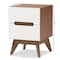 Baxton Studio Calypso Mid-Century White and Walnut Wood 2-Drawer Storage Nightstand 137-7504 - alternate 4